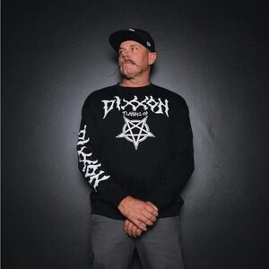 DIXXON Black pentagram Crewneck Sweater with‎ Graphic Design New in bag